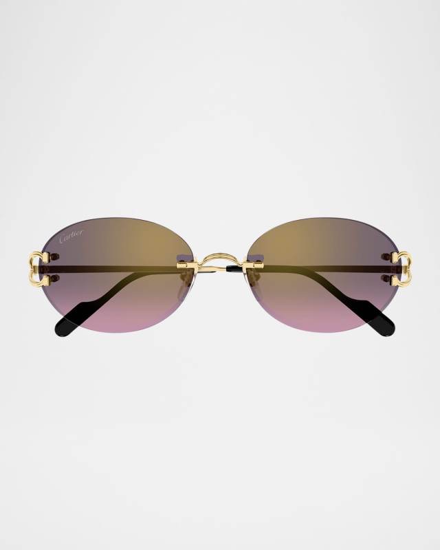 Rimless Metal Round Sunglasses